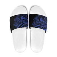 Blue Marquesas Islands Slide Sandals Marquesan Matatiki Hammerhead Shark Patutiki LT14 Blue - Polynesian Pride