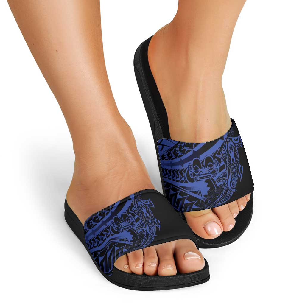 Blue Marquesas Islands Slide Sandals Marquesan Matatiki Hammerhead Shark Patutiki LT14 - Polynesian Pride