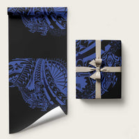 Blue Marquesas Islands Wrapping Paper Marquesan Matatiki Hammerhead Shark Patutiki LT14 58" × 23" Blue - Polynesian Pride