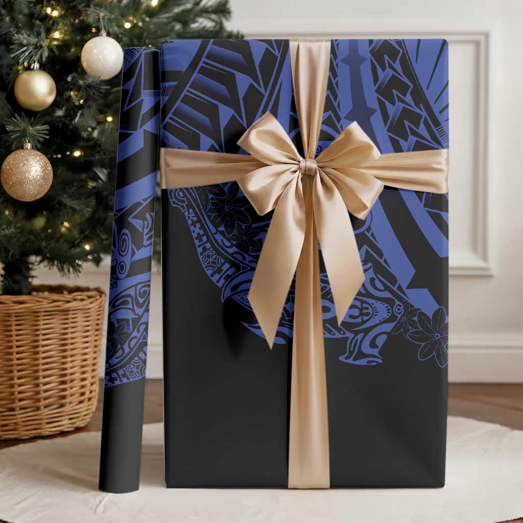 Blue Marquesas Islands Wrapping Paper Marquesan Matatiki Hammerhead Shark Patutiki LT14 - Polynesian Pride