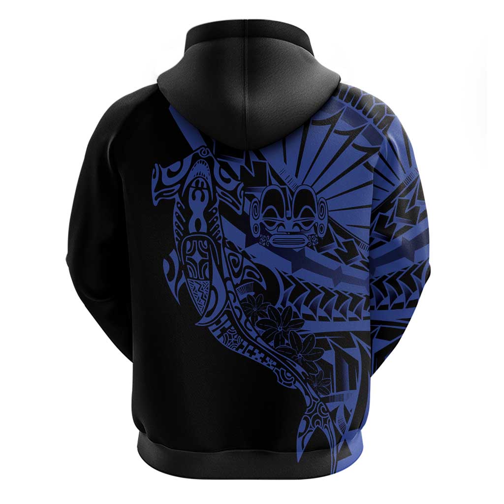 Blue Marquesas Islands Zip Hoodie Marquesan Matatiki Hammerhead Shark Patutiki LT14 - Polynesian Pride