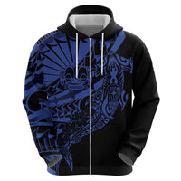 Blue Marquesas Islands Zip Hoodie Marquesan Matatiki Hammerhead Shark Patutiki LT14 - Polynesian Pride