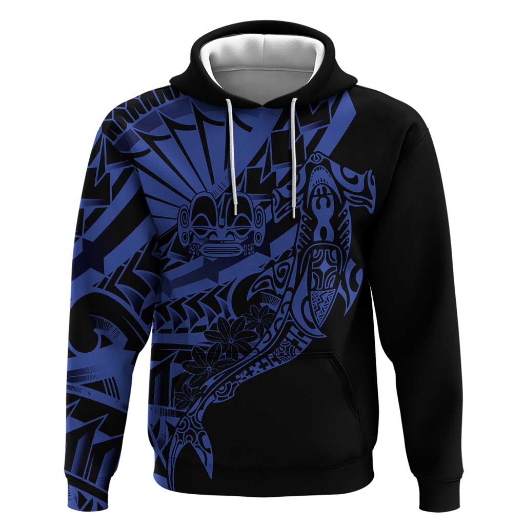 Blue Marquesas Islands Zip Hoodie Marquesan Matatiki Hammerhead Shark Patutiki LT14 Pullover Hoodie Blue - Polynesian Pride