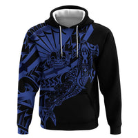 Blue Marquesas Islands Zip Hoodie Marquesan Matatiki Hammerhead Shark Patutiki LT14 Pullover Hoodie Blue - Polynesian Pride