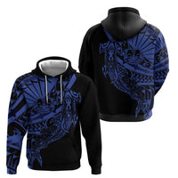 Blue Marquesas Islands Zip Hoodie Marquesan Matatiki Hammerhead Shark Patutiki LT14 - Polynesian Pride