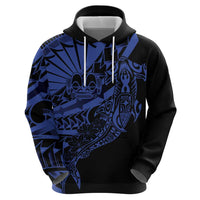 Blue Marquesas Islands Zip Hoodie Marquesan Matatiki Hammerhead Shark Patutiki LT14 - Polynesian Pride