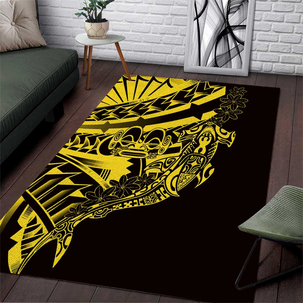 Yellow Marquesas Islands Area Rug Marquesan Matatiki Hammerhead Shark Patutiki LT14 Yellow - Polynesian Pride