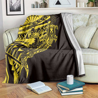 Yellow Marquesas Islands Blanket Marquesan Matatiki Hammerhead Shark Patutiki LT14 Yellow - Polynesian Pride