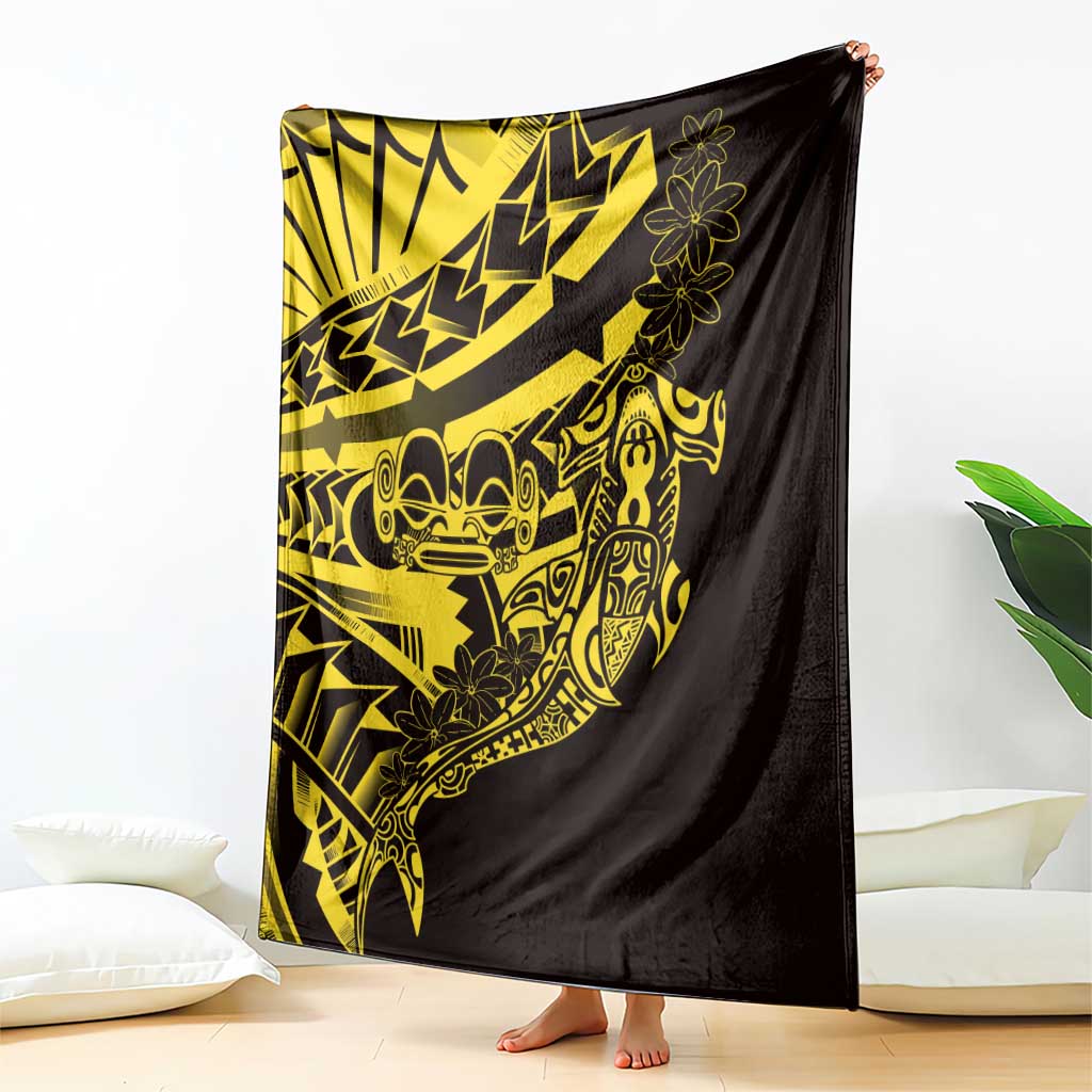Yellow Marquesas Islands Blanket Marquesan Matatiki Hammerhead Shark Patutiki LT14 - Polynesian Pride