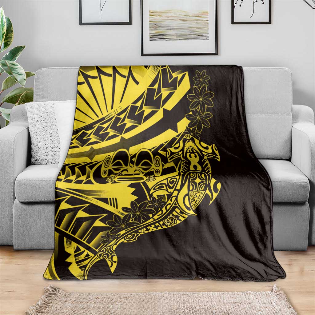 Yellow Marquesas Islands Blanket Marquesan Matatiki Hammerhead Shark Patutiki LT14 - Polynesian Pride