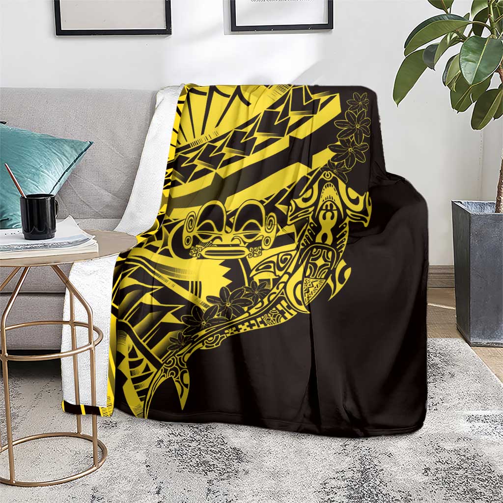 Yellow Marquesas Islands Blanket Marquesan Matatiki Hammerhead Shark Patutiki LT14 - Polynesian Pride