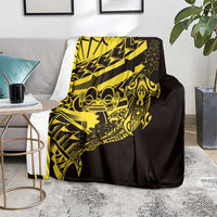 Yellow Marquesas Islands Blanket Marquesan Matatiki Hammerhead Shark Patutiki LT14 - Polynesian Pride