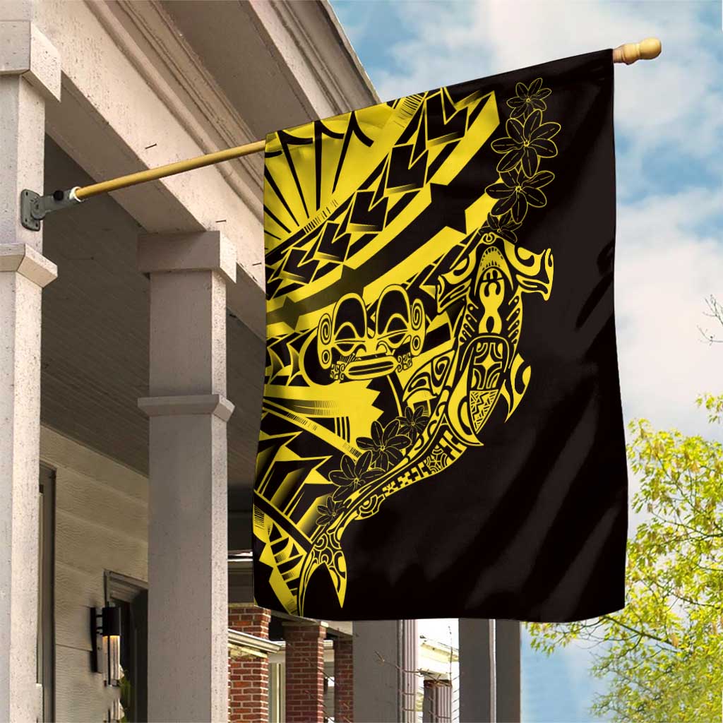Yellow Marquesas Islands Garden Flag Marquesan Matatiki Hammerhead Shark Patutiki LT14 House Flag Yellow - Polynesian Pride