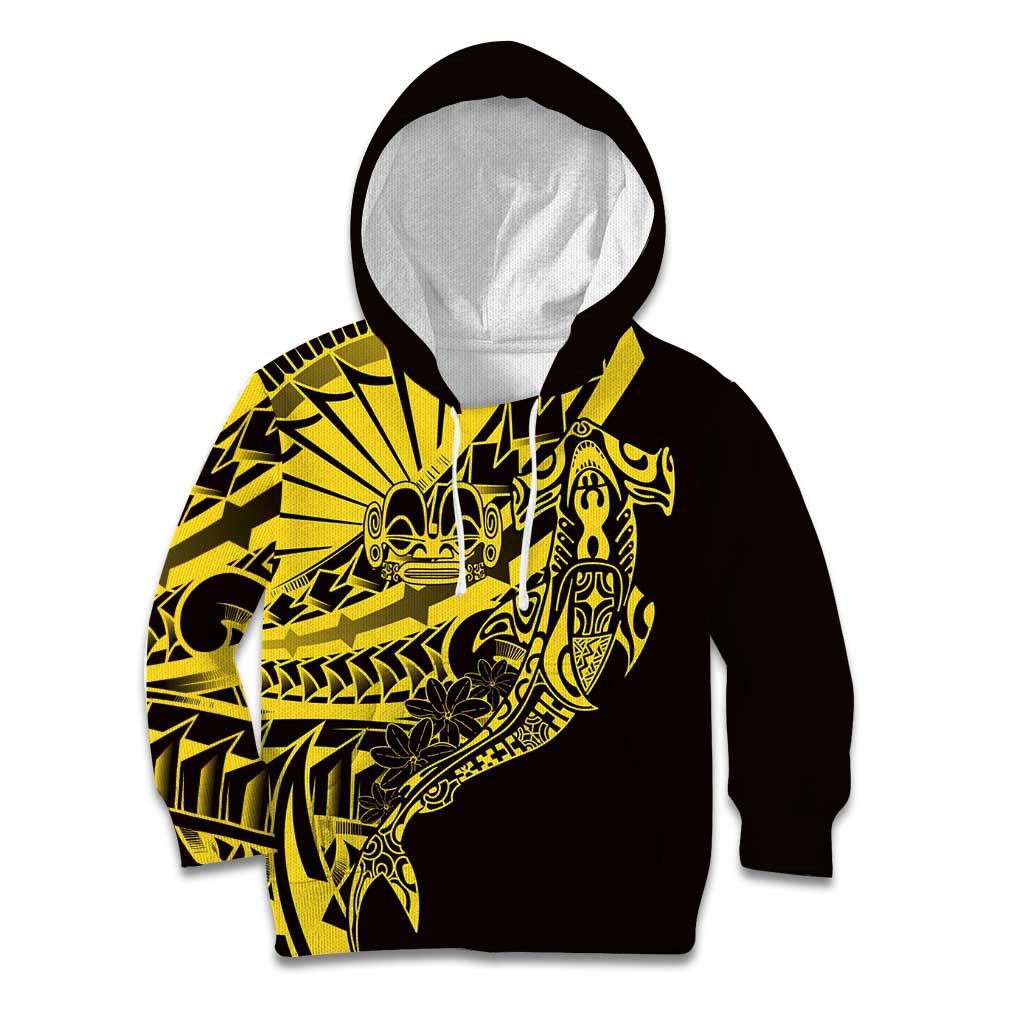 Yellow Marquesas Islands Kid Hoodie Marquesan Matatiki Hammerhead Shark Patutiki LT14 Hoodie Yellow - Polynesian Pride