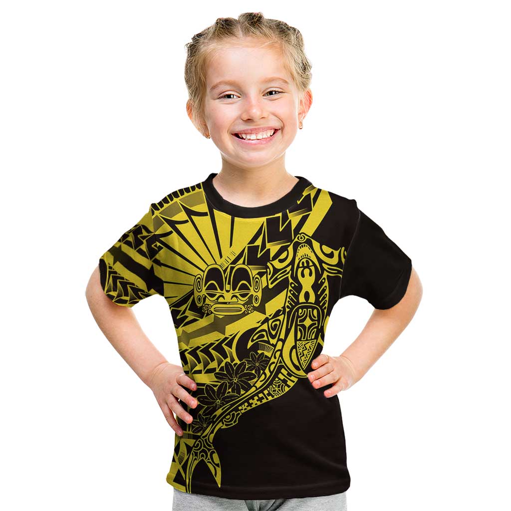 Yellow Marquesas Islands Kid T Shirt Marquesan Matatiki Hammerhead Shark Patutiki LT14 Yellow - Polynesian Pride