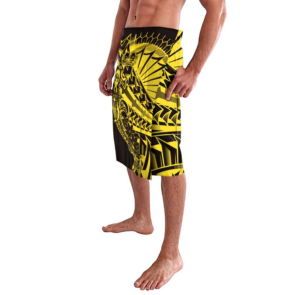 Yellow Marquesas Islands Lavalava Marquesan Matatiki Hammerhead Shark Patutiki LT14 - Polynesian Pride