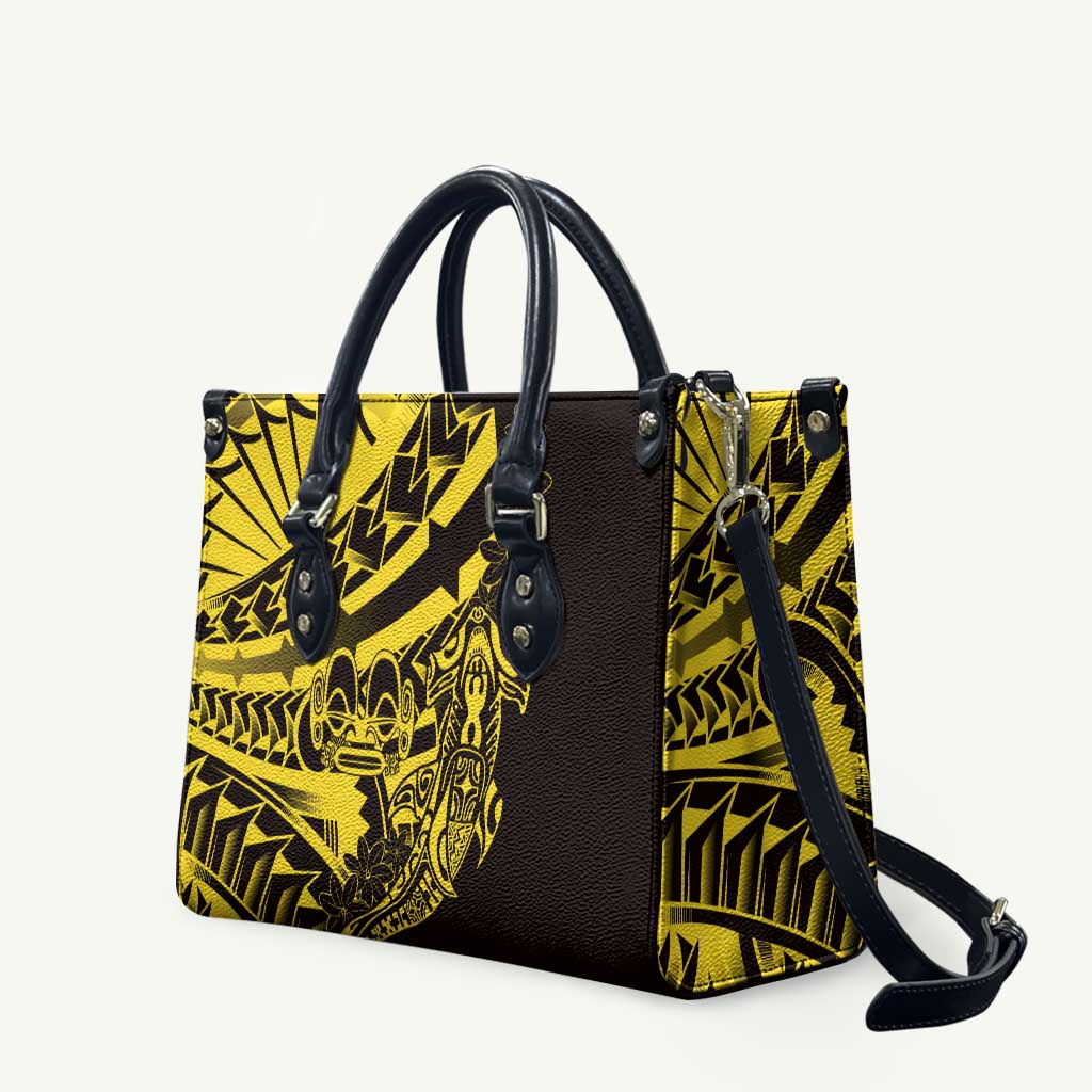 Yellow Marquesas Islands Leather Bag Marquesan Matatiki Hammerhead Shark Patutiki LT14 Yellow - Polynesian Pride
