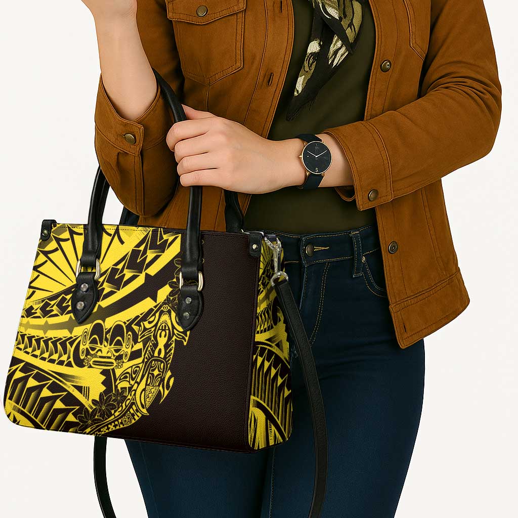 Yellow Marquesas Islands Leather Bag Marquesan Matatiki Hammerhead Shark Patutiki LT14 - Polynesian Pride