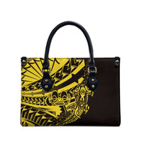Yellow Marquesas Islands Leather Bag Marquesan Matatiki Hammerhead Shark Patutiki LT14 - Polynesian Pride
