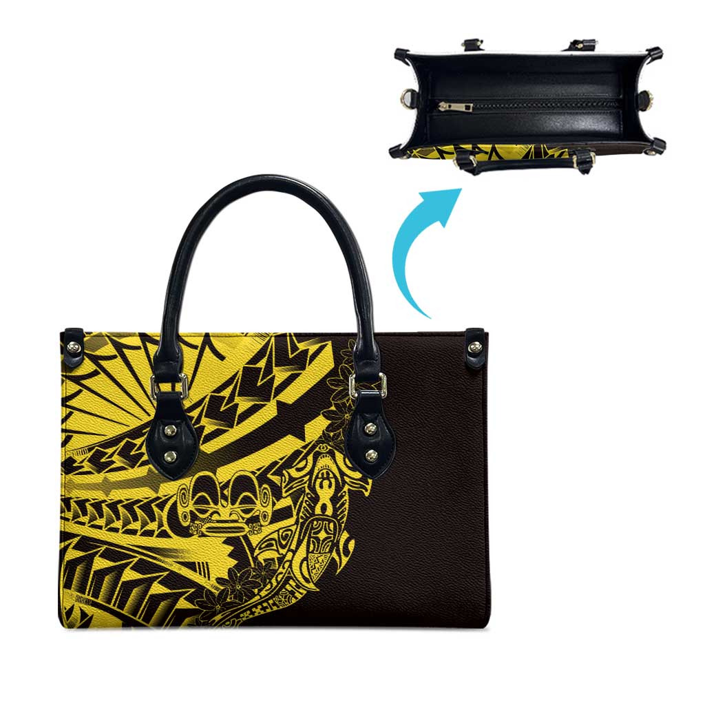 Yellow Marquesas Islands Leather Bag Marquesan Matatiki Hammerhead Shark Patutiki LT14 - Polynesian Pride