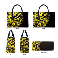 Yellow Marquesas Islands Leather Bag Marquesan Matatiki Hammerhead Shark Patutiki LT14 - Polynesian Pride