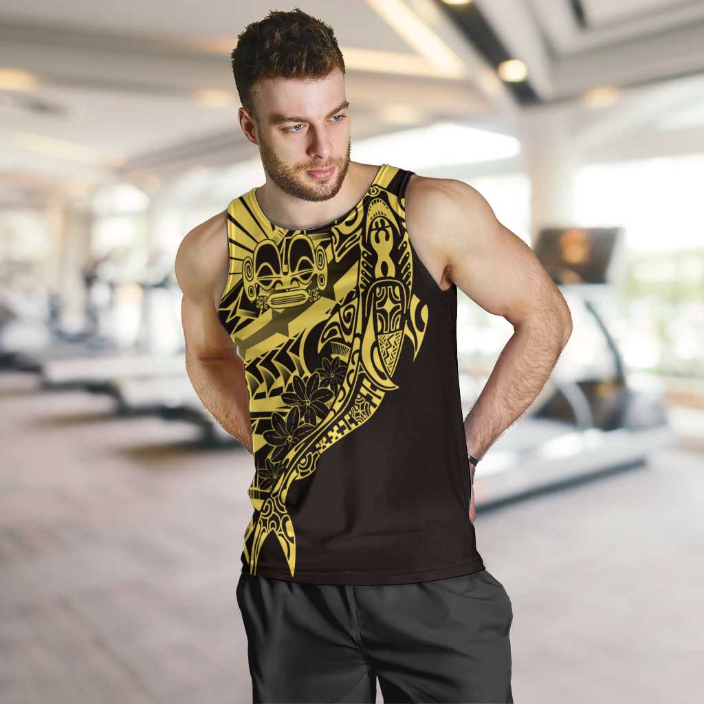 Yellow Marquesas Islands Men Tank Top Marquesan Matatiki Hammerhead Shark Patutiki LT14 Yellow - Polynesian Pride