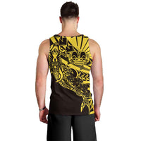 Yellow Marquesas Islands Men Tank Top Marquesan Matatiki Hammerhead Shark Patutiki LT14 - Polynesian Pride