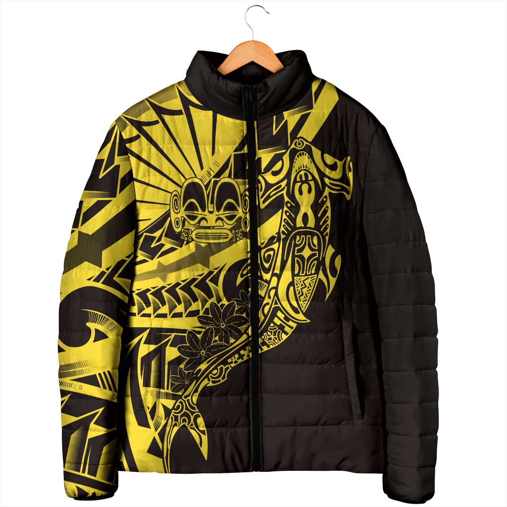 Yellow Marquesas Islands Padded Jacket Marquesan Matatiki Hammerhead Shark Patutiki LT14 - Polynesian Pride