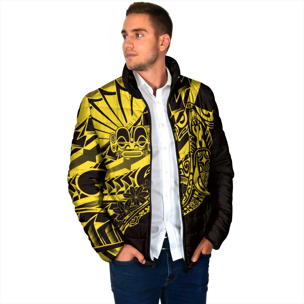 Yellow Marquesas Islands Padded Jacket Marquesan Matatiki Hammerhead Shark Patutiki LT14 - Polynesian Pride