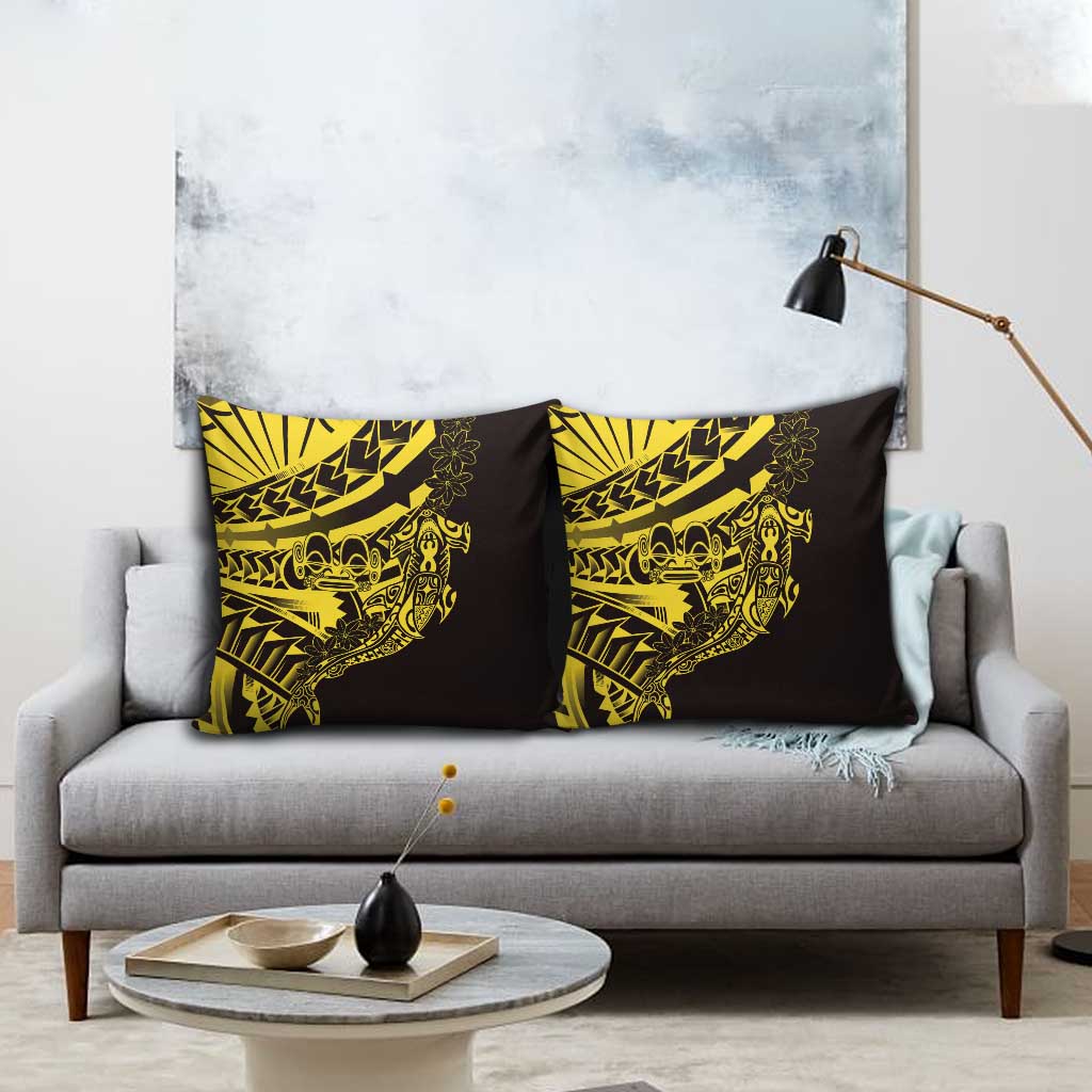Yellow Marquesas Islands Pillow Cover Marquesan Matatiki Hammerhead Shark Patutiki LT14 - Polynesian Pride