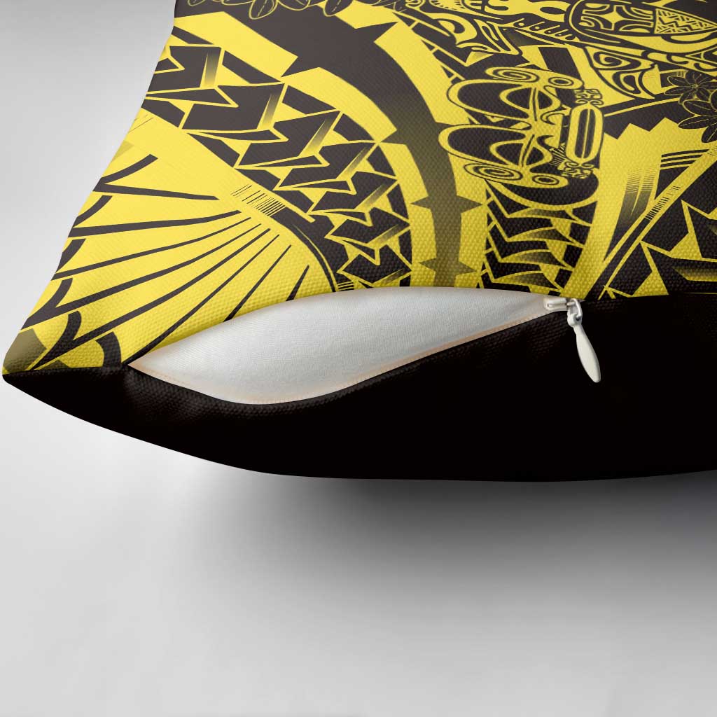 Yellow Marquesas Islands Pillow Cover Marquesan Matatiki Hammerhead Shark Patutiki LT14 - Polynesian Pride