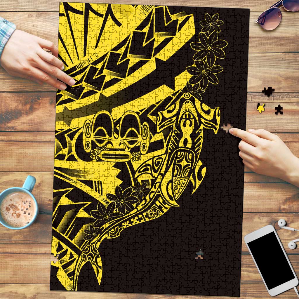 Yellow Marquesas Islands Puzzle Marquesan Matatiki Hammerhead Shark Patutiki LT14 Yellow - Polynesian Pride