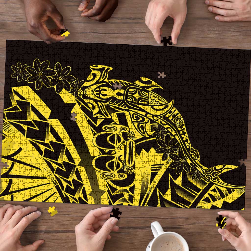 Yellow Marquesas Islands Puzzle Marquesan Matatiki Hammerhead Shark Patutiki LT14 - Polynesian Pride