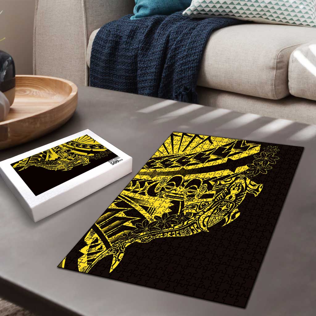 Yellow Marquesas Islands Puzzle Marquesan Matatiki Hammerhead Shark Patutiki LT14 - Polynesian Pride