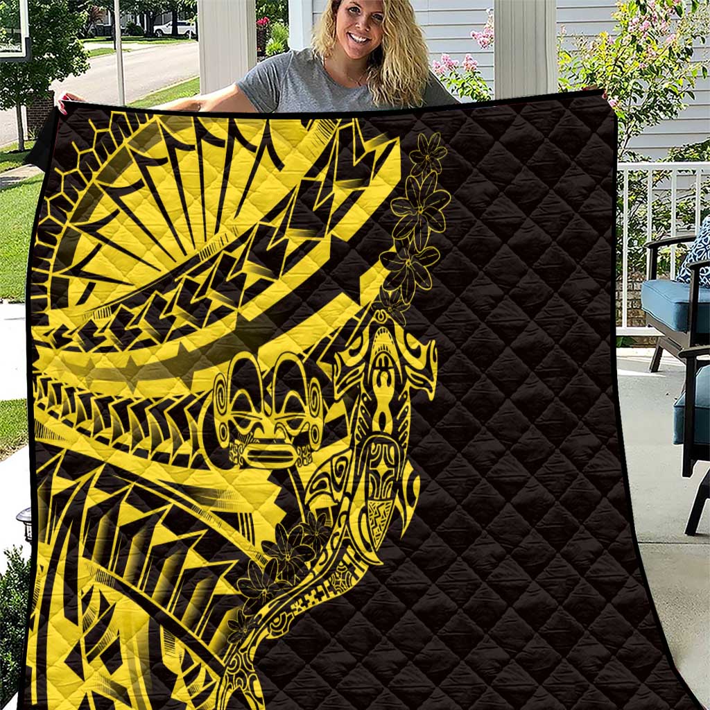 Yellow Marquesas Islands Quilt Marquesan Matatiki Hammerhead Shark Patutiki LT14 Yellow - Polynesian Pride