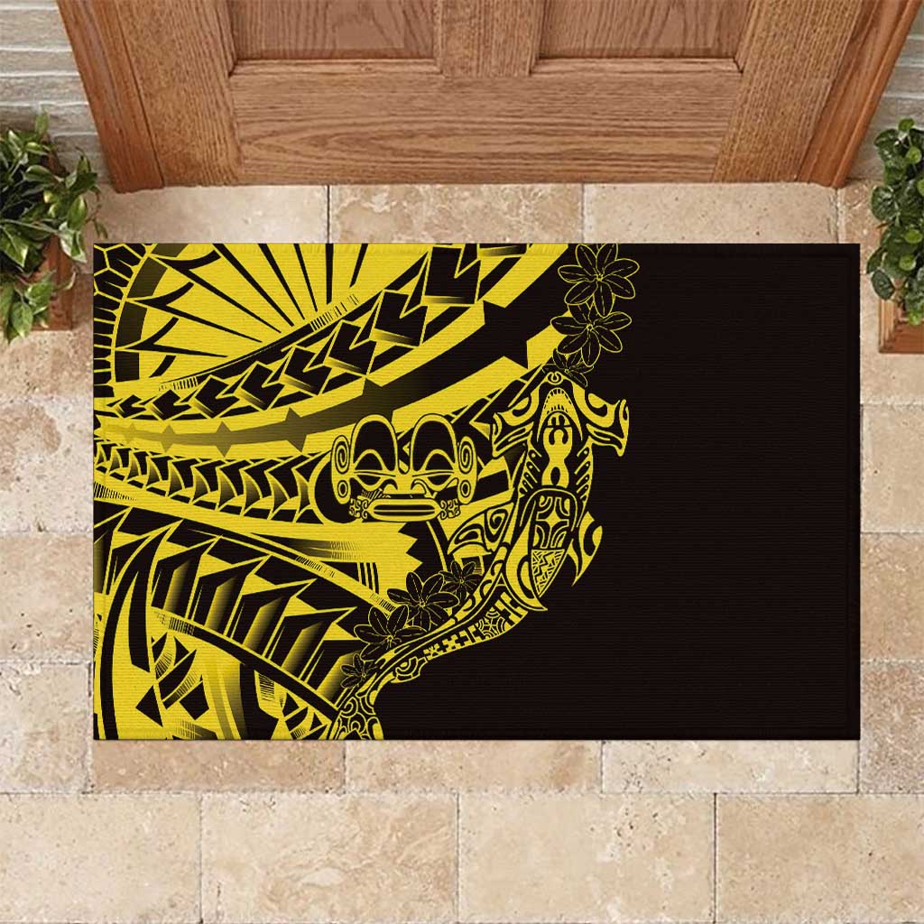 Yellow Marquesas Islands Rubber Doormat Marquesan Matatiki Hammerhead Shark Patutiki LT14 Yellow - Polynesian Pride