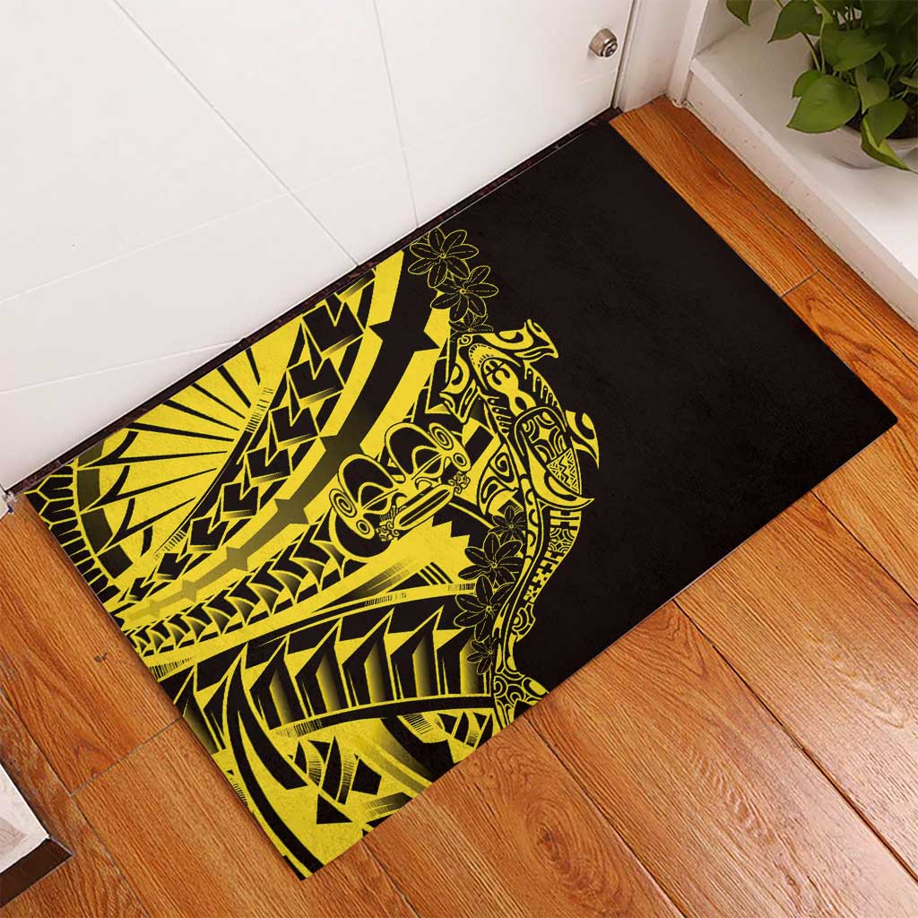 Yellow Marquesas Islands Rubber Doormat Marquesan Matatiki Hammerhead Shark Patutiki LT14 - Polynesian Pride