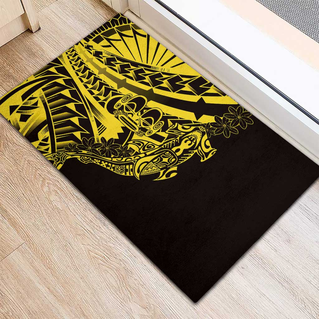Yellow Marquesas Islands Rubber Doormat Marquesan Matatiki Hammerhead Shark Patutiki LT14 - Polynesian Pride