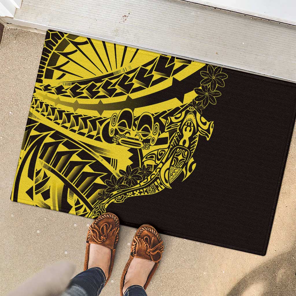 Yellow Marquesas Islands Rubber Doormat Marquesan Matatiki Hammerhead Shark Patutiki LT14 - Polynesian Pride