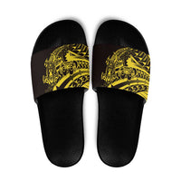 Yellow Marquesas Islands Slide Sandals Marquesan Matatiki Hammerhead Shark Patutiki LT14 Yellow - Polynesian Pride