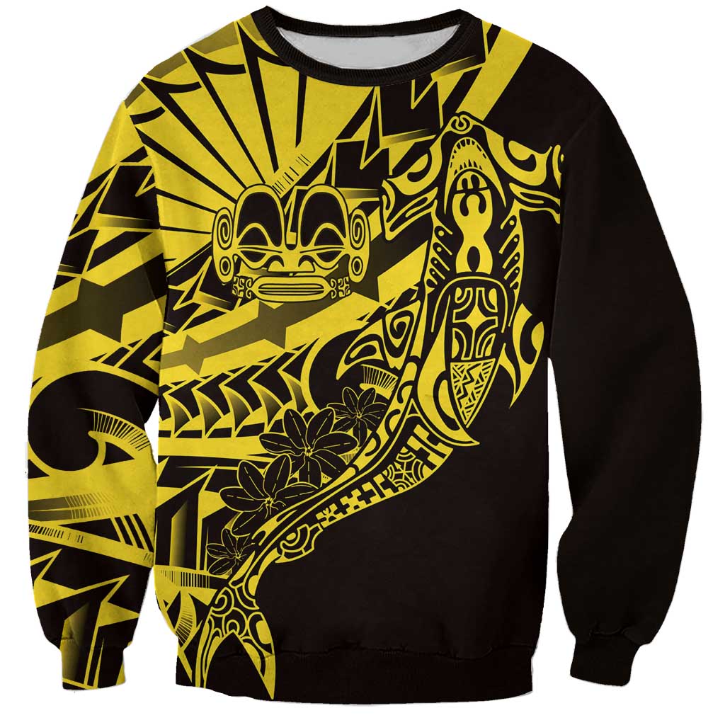 Yellow Marquesas Islands Sweatshirt Marquesan Matatiki Hammerhead Shark Patutiki LT14 Unisex Yellow - Polynesian Pride