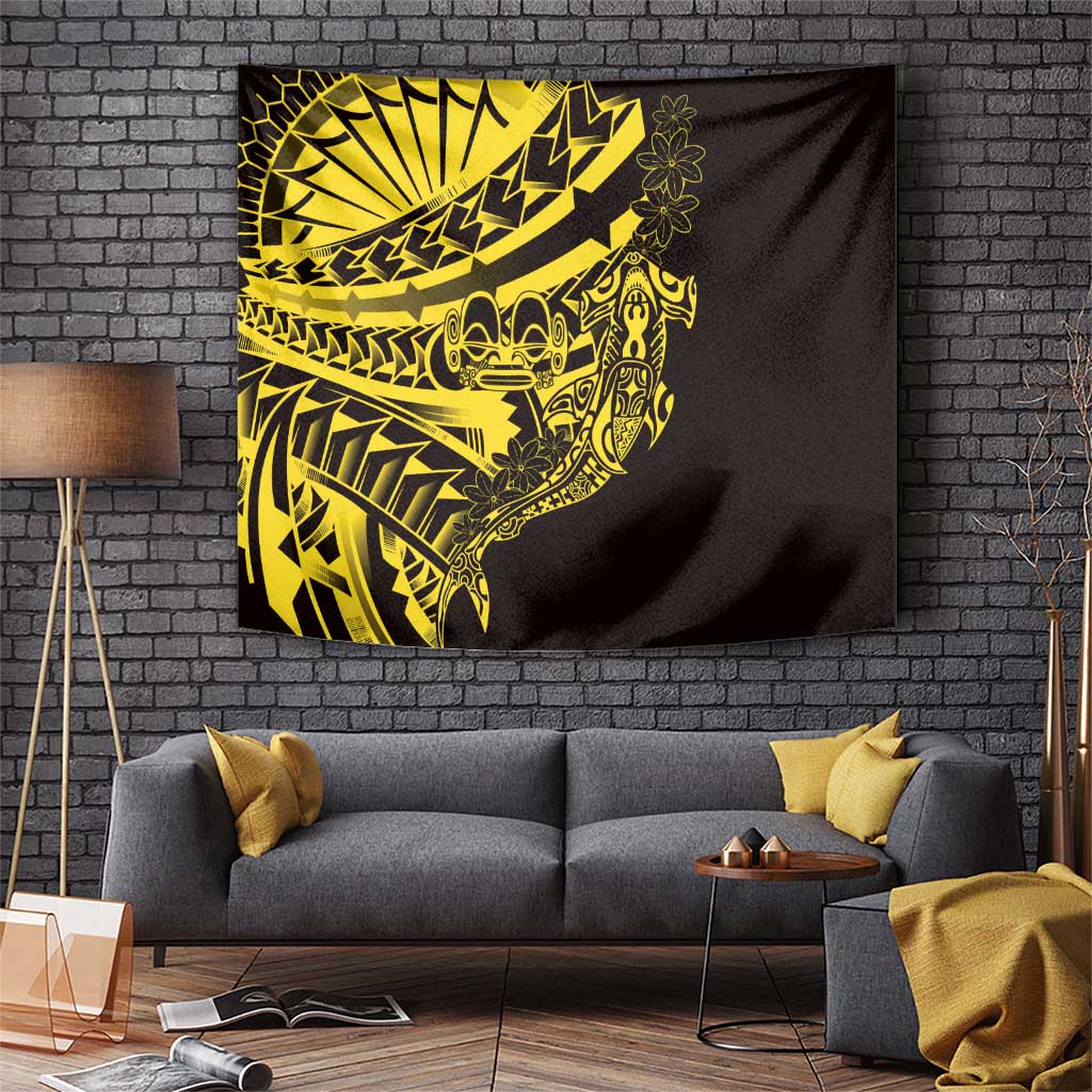 Yellow Marquesas Islands Tapestry Marquesan Matatiki Hammerhead Shark Patutiki LT14 Yellow - Polynesian Pride