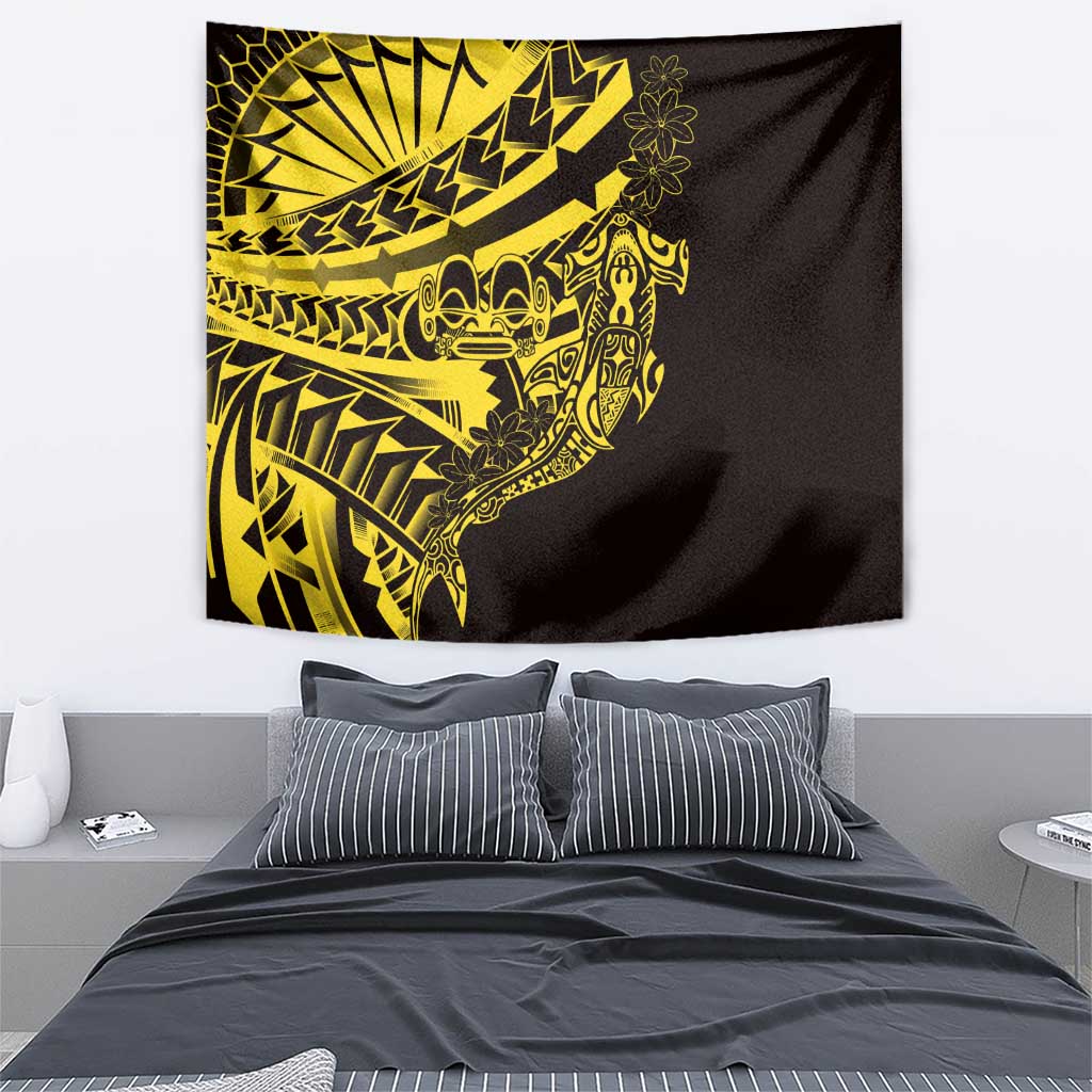 Yellow Marquesas Islands Tapestry Marquesan Matatiki Hammerhead Shark Patutiki LT14 - Polynesian Pride