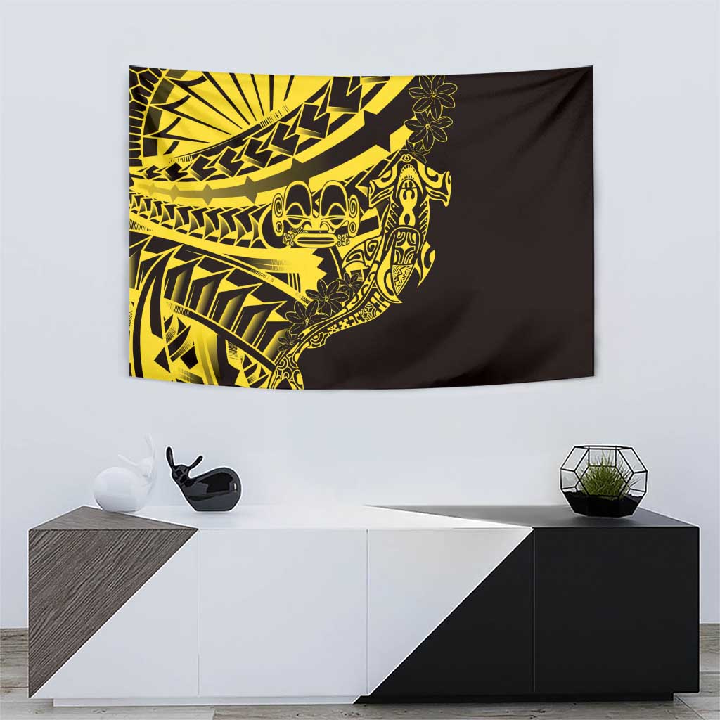 Yellow Marquesas Islands Tapestry Marquesan Matatiki Hammerhead Shark Patutiki LT14 - Polynesian Pride