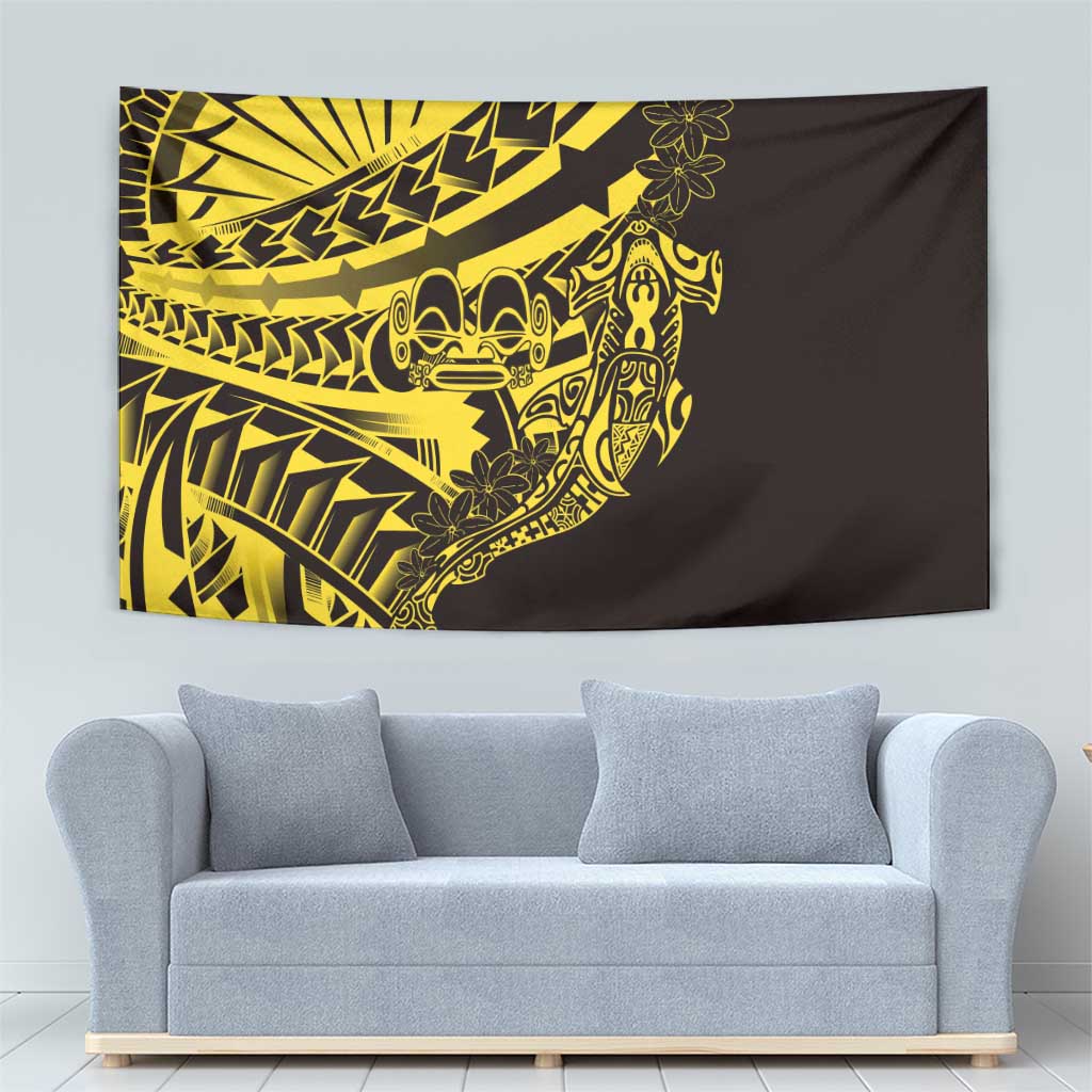 Yellow Marquesas Islands Tapestry Marquesan Matatiki Hammerhead Shark Patutiki LT14 - Polynesian Pride