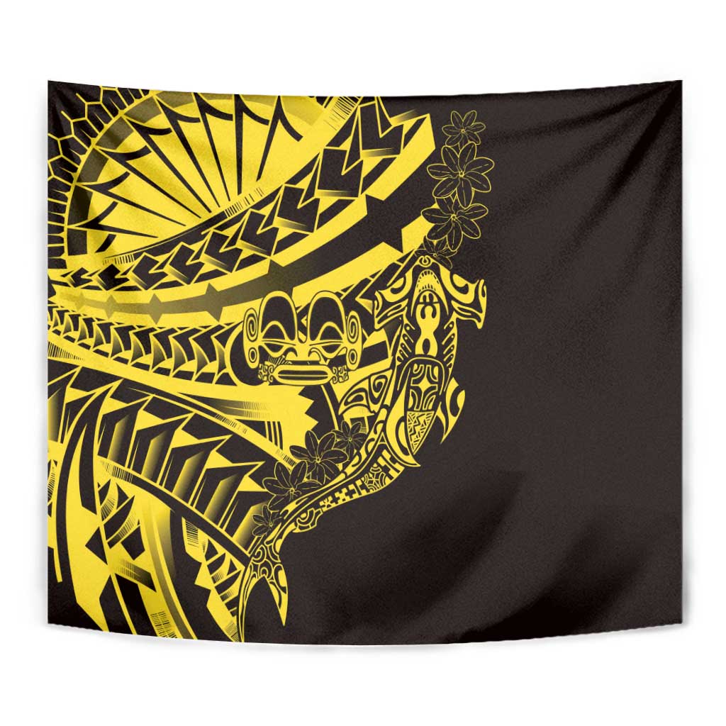 Yellow Marquesas Islands Tapestry Marquesan Matatiki Hammerhead Shark Patutiki LT14 - Polynesian Pride