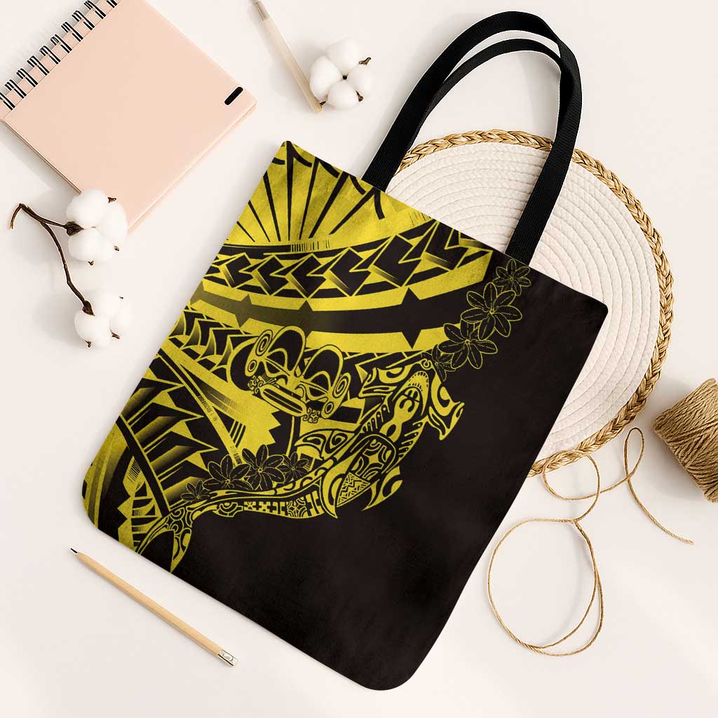Yellow Marquesas Islands Tote Bag Marquesan Matatiki Hammerhead Shark Patutiki LT14 Black Strap One Size Yellow - Polynesian Pride