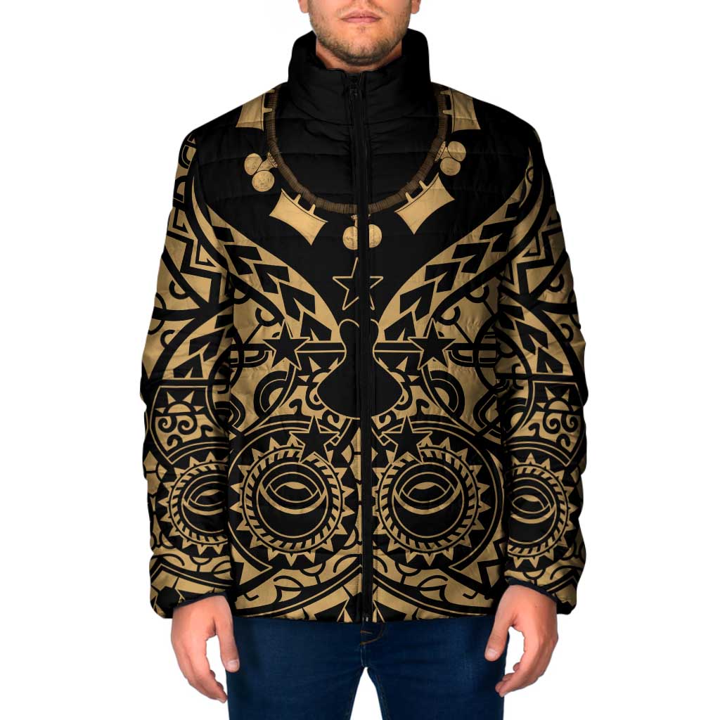 Austral Islands Padded Jacket Tuhaa Pae Penu Stars Necklace Gold LT14 Men Gold - Polynesian Pride