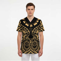Austral Islands Scrub Top Tuhaa Pae Penu Stars Necklace Gold LT14 - Polynesian Pride