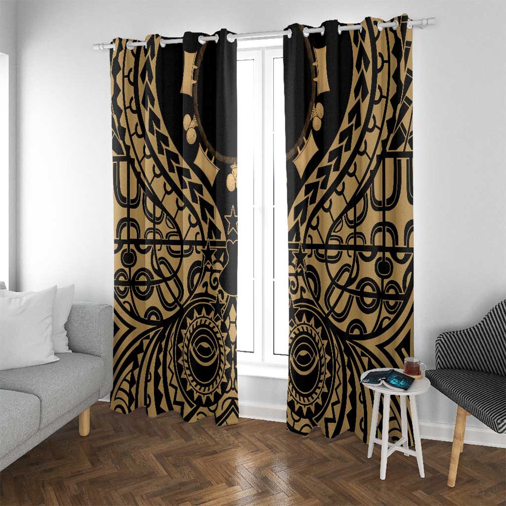 Austral Islands Window Curtain Tuhaa Pae Penu Stars Necklace Gold LT14 With Grommets Gold - Polynesian Pride